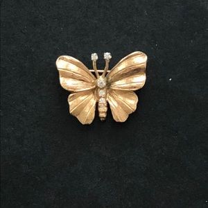 Gold and Diamond Butterfly pin